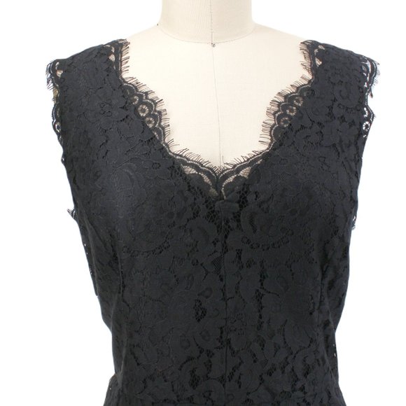Joie Black Allover Floral Lace Nikolina B Dress Cotton Nylon Sleeveless V-neck M - Picture 4 of 16